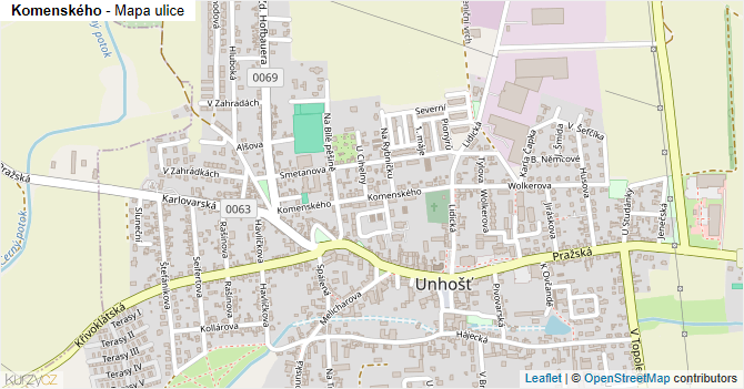 Komenského - mapa ulice
