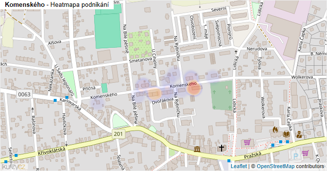 Komenského - mapa podnikání