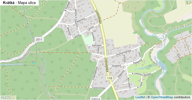 Krátká - mapa ulice