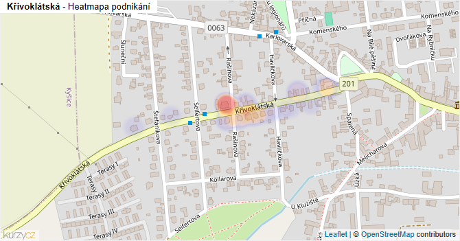 Křivoklátská - mapa podnikání