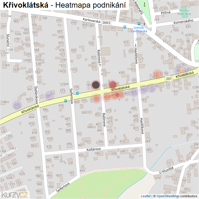 Mapa Křivoklátská - Firmy v ulici.