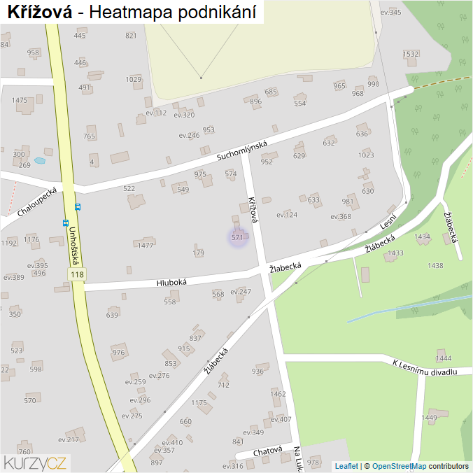 Mapa Křížová - Firmy v ulici.