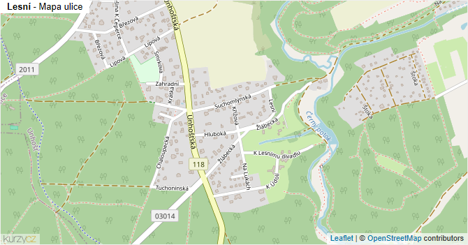 Lesní - mapa ulice