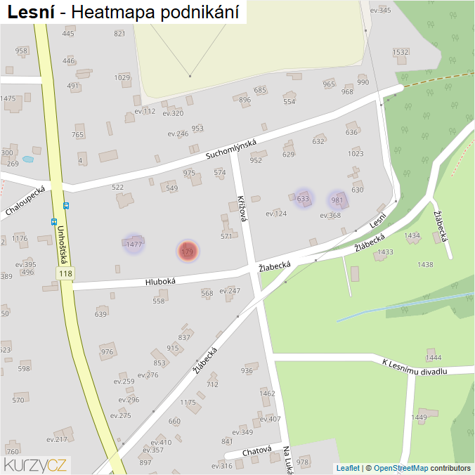 Mapa Lesní - Firmy v ulici.