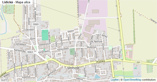 Lidická - mapa ulice
