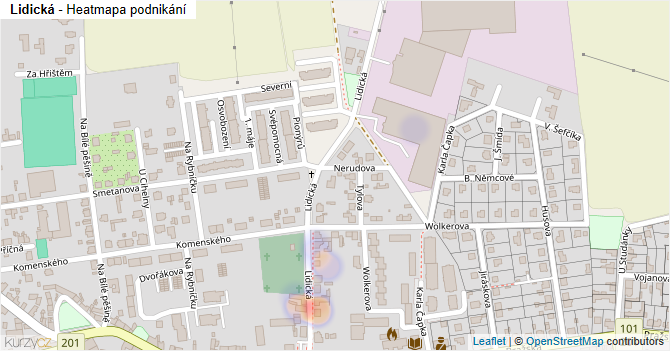 Lidická - mapa podnikání