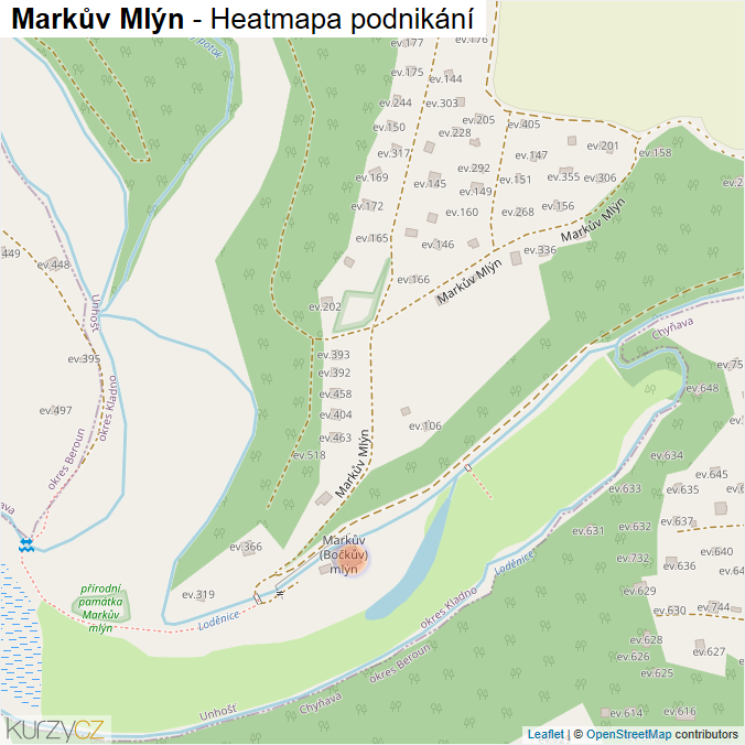 Mapa Markův Mlýn - Firmy v ulici.