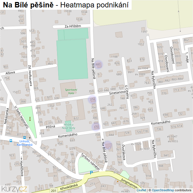Mapa Na Bílé pěšině - Firmy v ulici.
