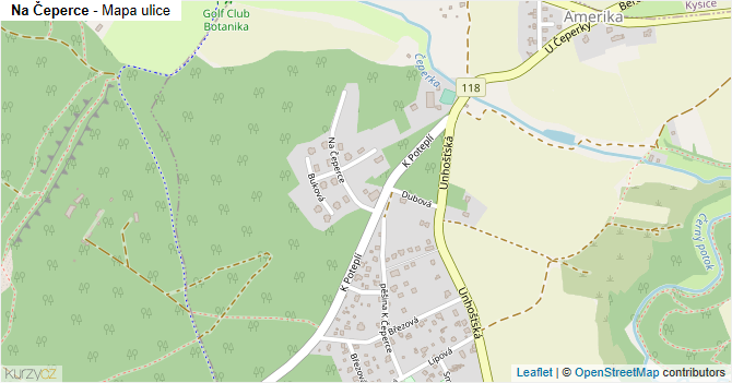 Na Čeperce - mapa ulice