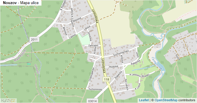Nouzov - mapa ulice