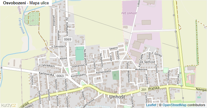 Osvobození - mapa ulice