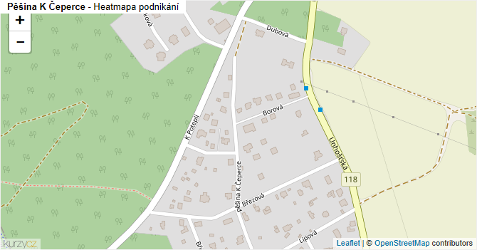 Pěšina K Čeperce - mapa podnikání