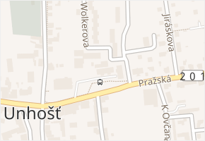 Pražská v obci Unhošť - mapa ulice