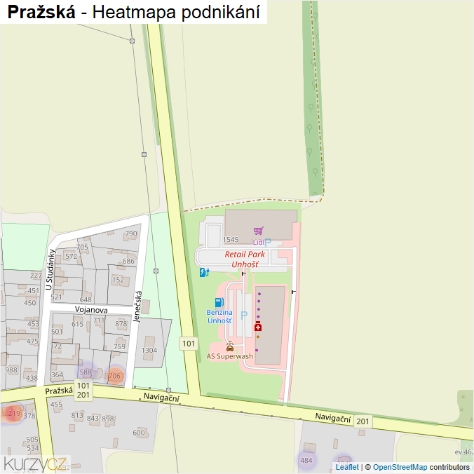 Mapa Pražská - Firmy v ulici.