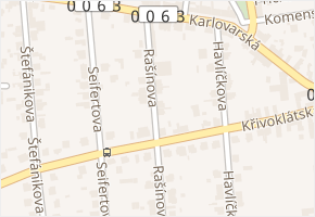 Rašínova v obci Unhošť - mapa ulice