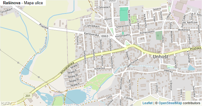Rašínova - mapa ulice