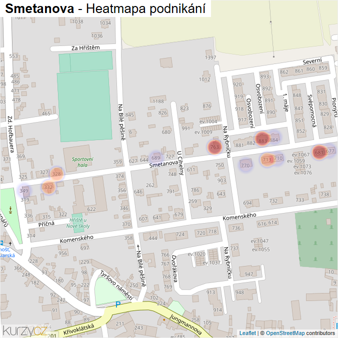 Mapa Smetanova - Firmy v ulici.