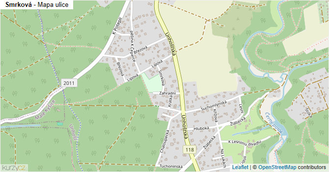 Smrková - mapa ulice