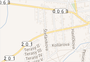 Štefánikova v obci Unhošť - mapa ulice