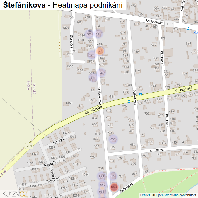 Mapa Štefánikova - Firmy v ulici.