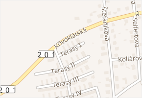 Terasy I v obci Unhošť - mapa ulice