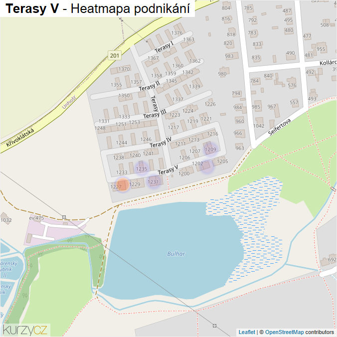 Mapa Terasy V - Firmy v ulici.