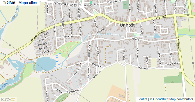 Tržiště - mapa ulice