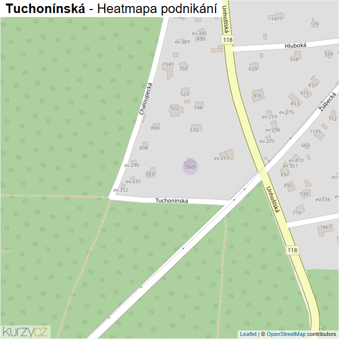 Mapa Tuchonínská - Firmy v ulici.