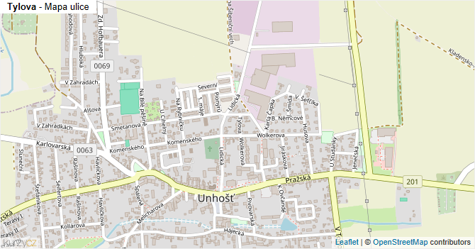 Tylova - mapa ulice