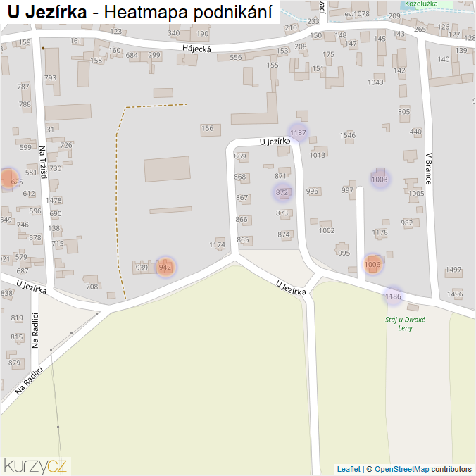 Mapa U Jezírka - Firmy v ulici.