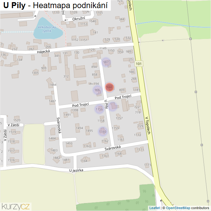 Mapa U Pily - Firmy v ulici.