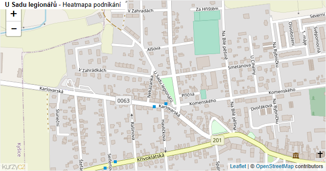 U Sadu legionářů - mapa podnikání
