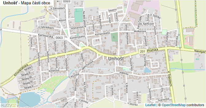 Unhošť - mapa části obce