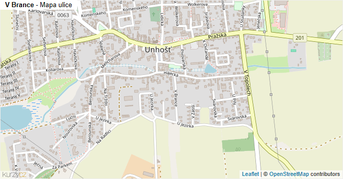 V Brance - mapa ulice
