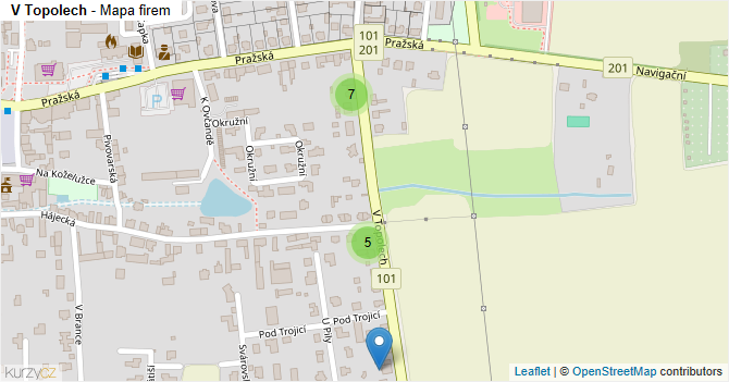 V Topolech - mapa firem