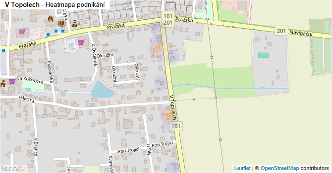 V Topolech - mapa podnikání