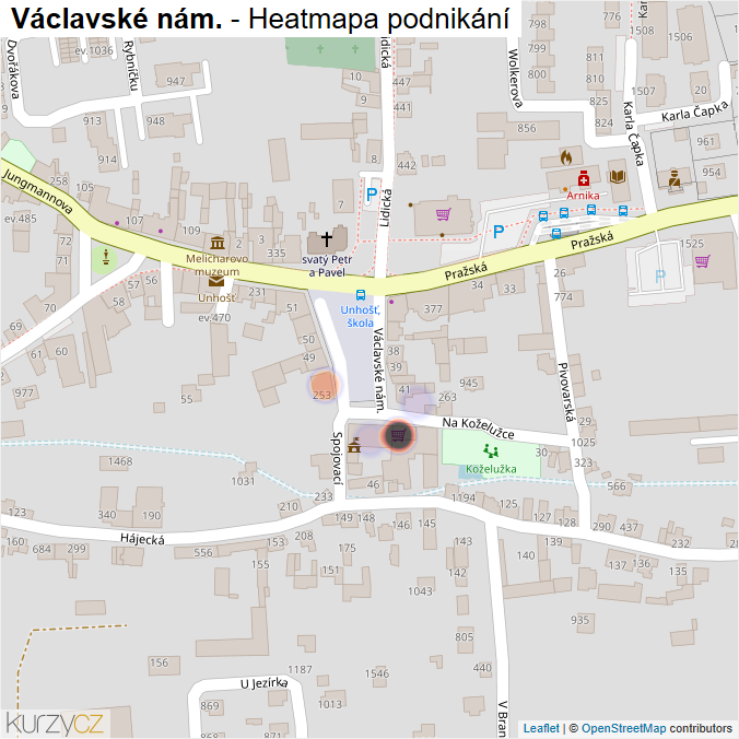 Mapa Václavské nám. - Firmy v ulici.