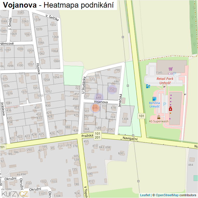 Mapa Vojanova - Firmy v ulici.