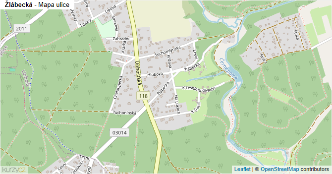 Žlábecká - mapa ulice