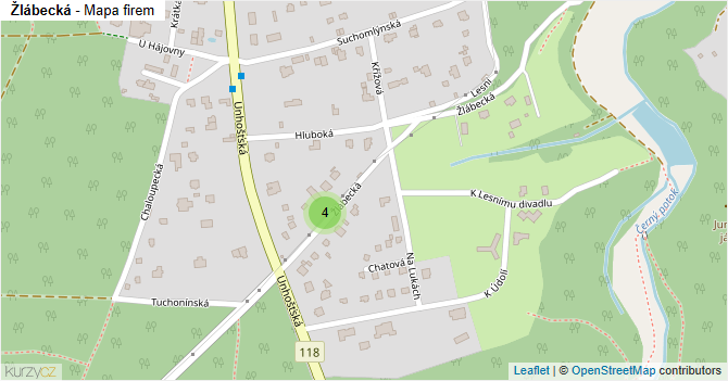 Žlábecká - mapa firem