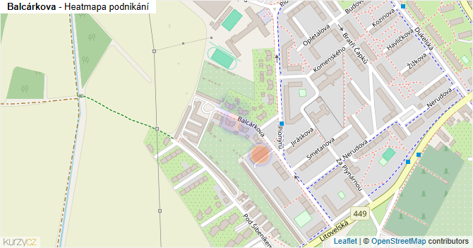 Balcárkova - mapa podnikání