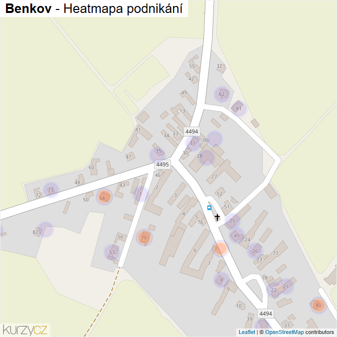 Mapa Benkov - Firmy v části obce.