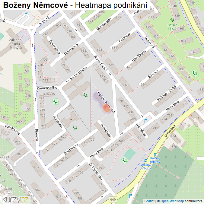 Mapa Boženy Němcové - Firmy v ulici.