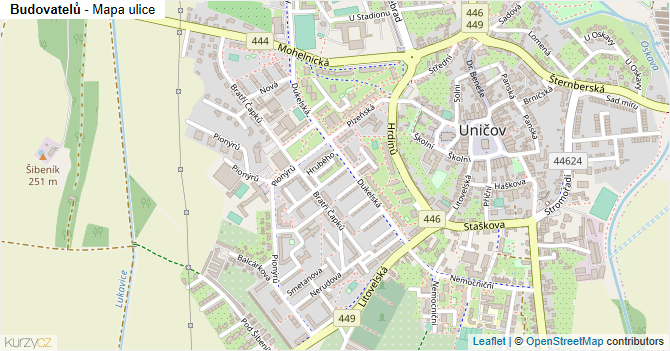 Budovatelů - mapa ulice