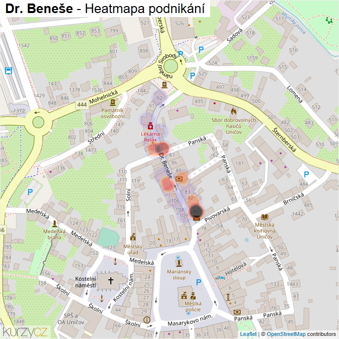 Mapa Dr. Beneše - Firmy v ulici.