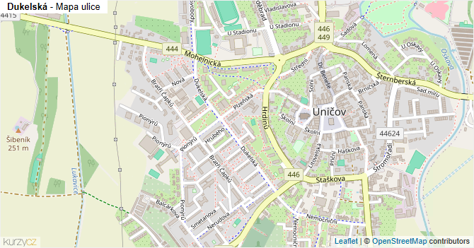Dukelská - mapa ulice