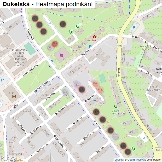 Mapa Dukelská - Firmy v ulici.