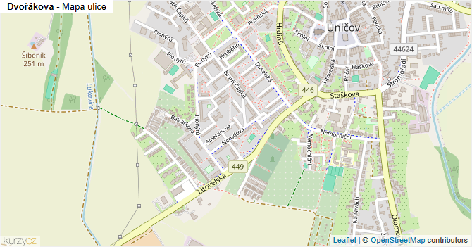 Dvořákova - mapa ulice