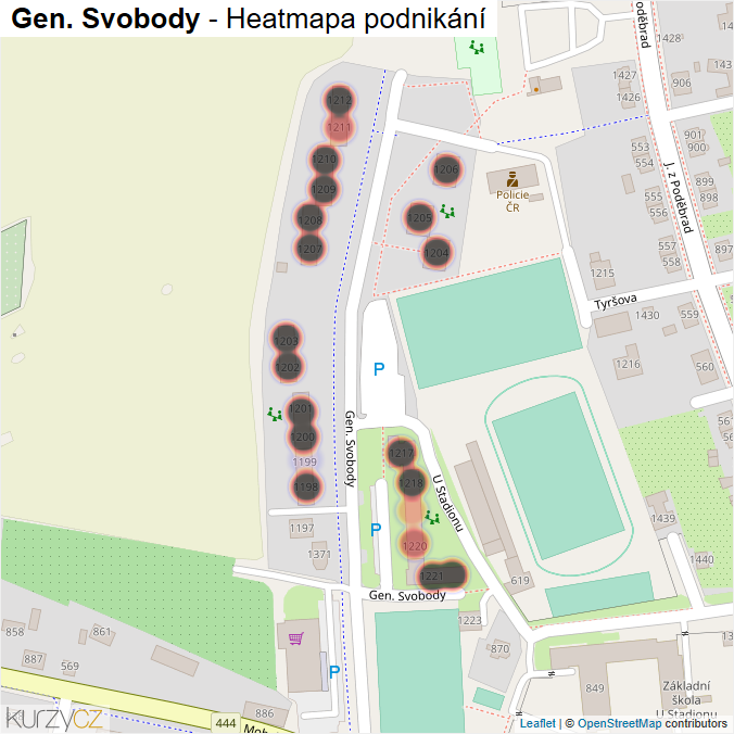 Mapa Gen. Svobody - Firmy v ulici.