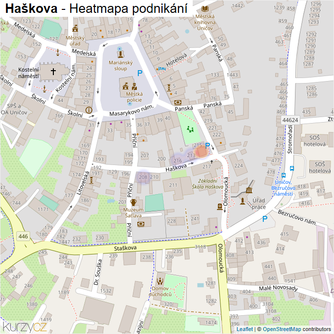 Mapa Haškova - Firmy v ulici.